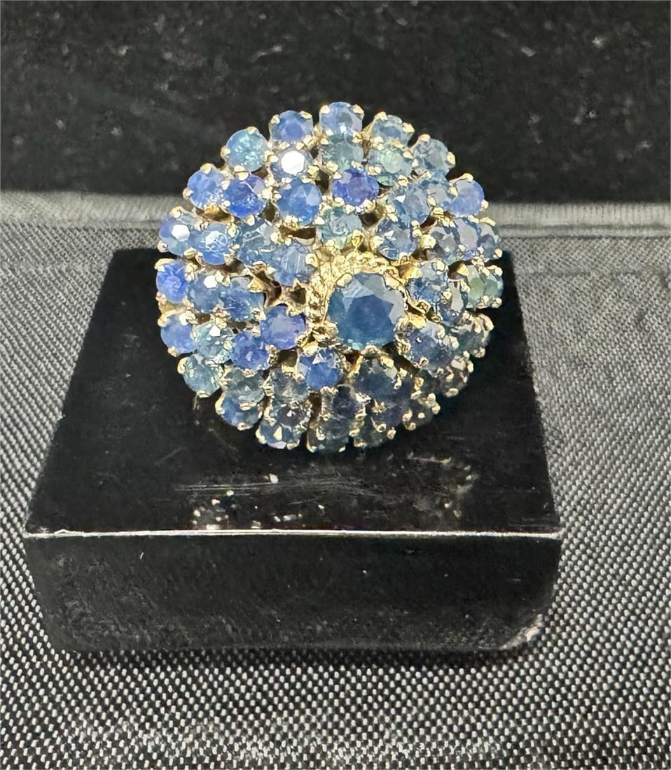 14K Gold Dome Sapphire Cluster Ring (1 of 11)