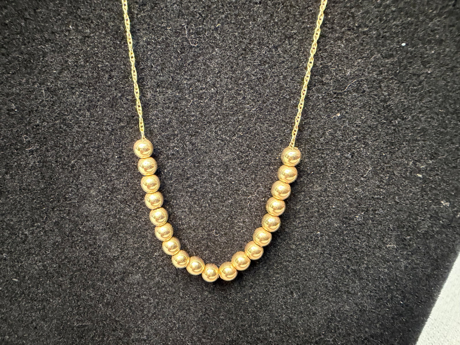 14K Gold Beaded Necklace: 14K Gold Beaded Necklace. Reserve is set at $100, well below market value.