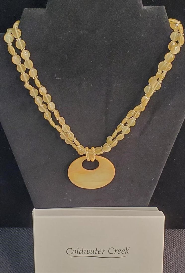 Coldwater Creek Sterling Silver Catseye Necklace: Coldwater Creek Sterling Silver Catseye Donut Pendant Necklace