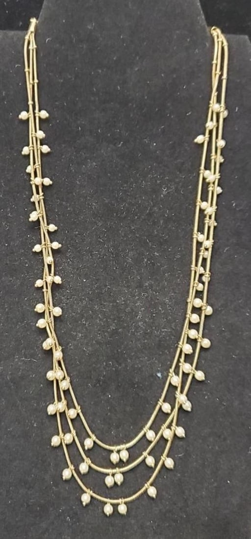 Anne Klein Multi Chain Gold Fashion Necklace: Anne Klein Multi Chain Gold Fashion Crystal Necklace
