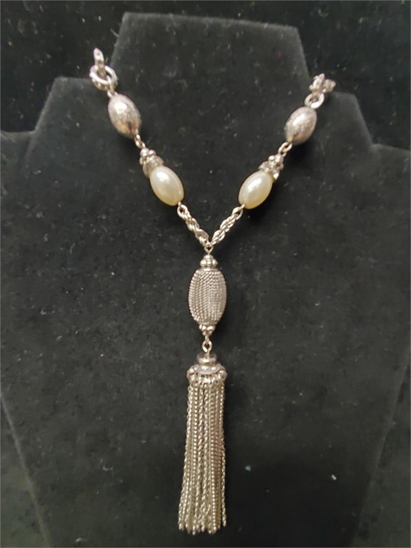 Vintage Tassel Silver Fashion Rope Chain Necklace (1 of 8)