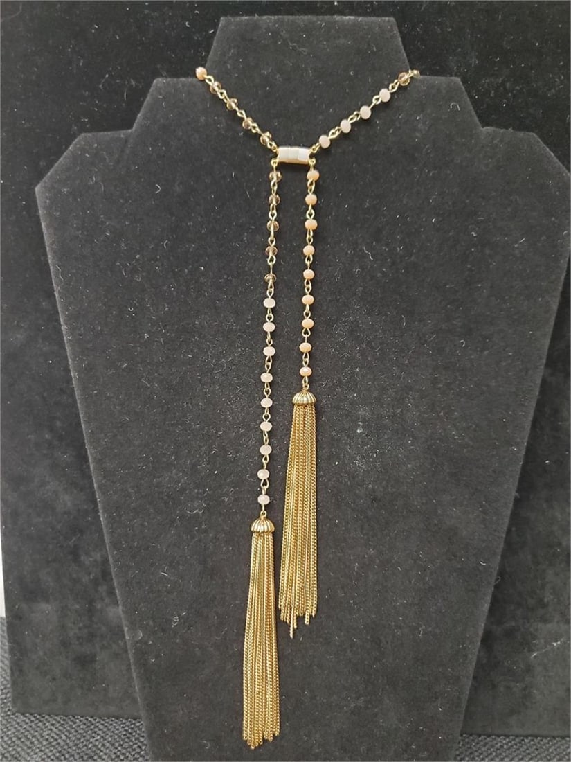 Lureme Chain Knot and Tassel Long Necklace (1 of 10)