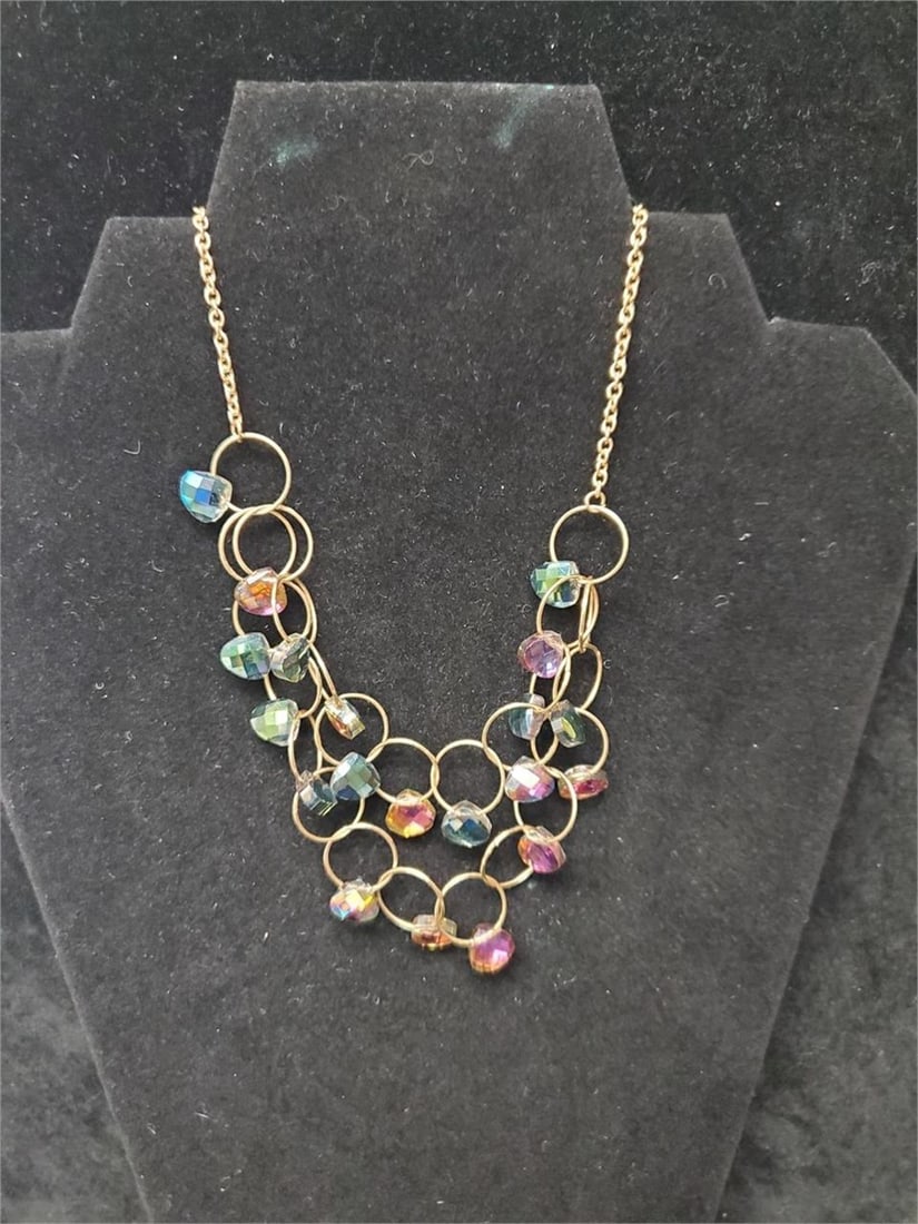 Mini Vertigo Necklace w/Gold & Multi Color Stones (1 of 7)