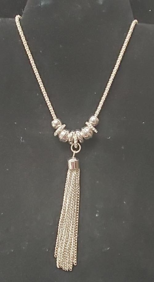 Silver Fashion Necklace-ChainTassel/Beaded Details (1 of 14)