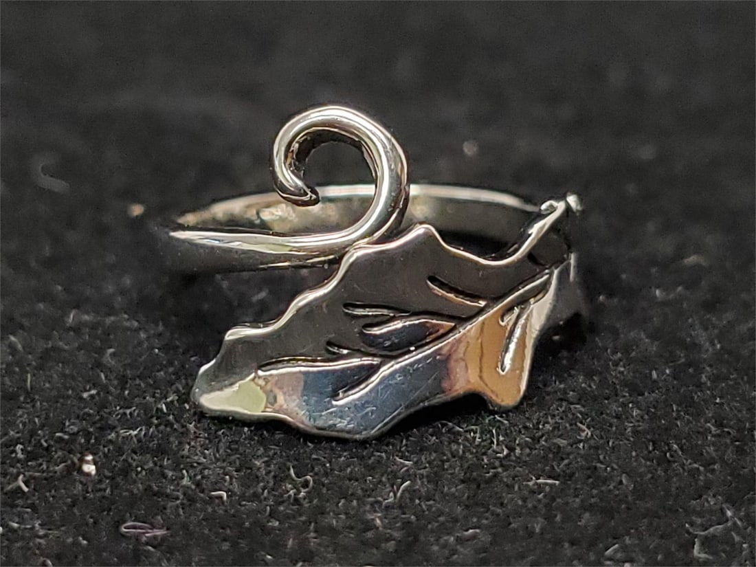 Silver Leaf Shaped Ring - 2