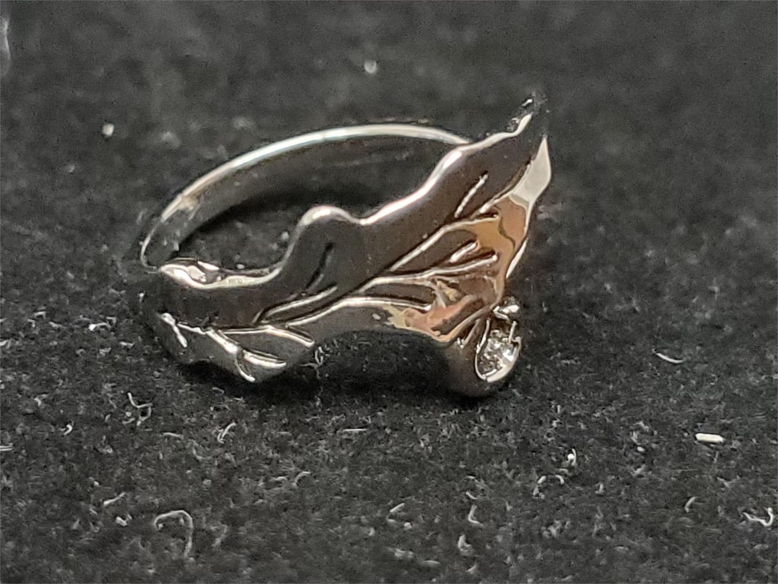 Silver Leaf Shaped Ring - 3