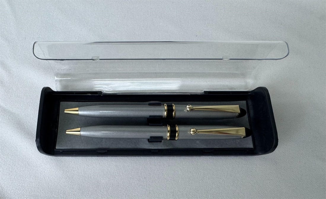 Ballpoint Pen Set with Silver Finish and Gold Tone Trim (1 of 6)