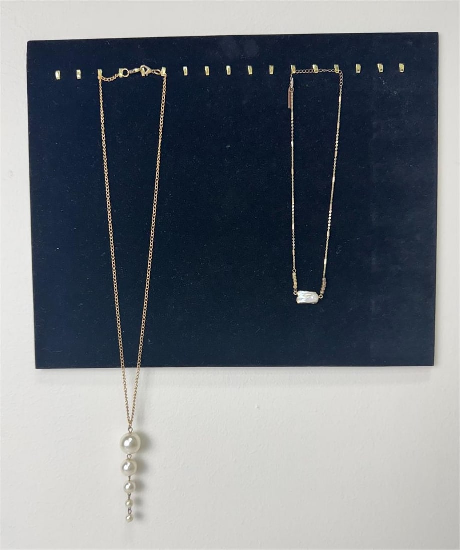 Pair of Gold Necklaces featuring White Freshwater Pearls (1 of 11)