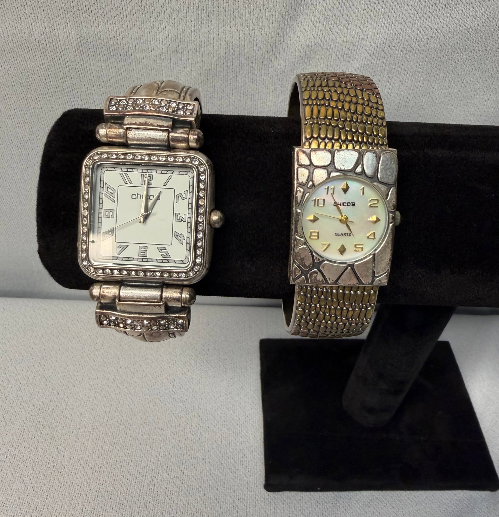 Pair of Chico cuff bracelet watches with metal bands (1 of 17)