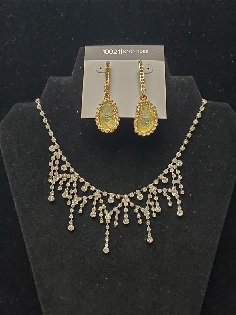 Rhinestone Chandelier Collar Necklace and Kara Ross Crystal Rhinestone Earrings (1 of 8)