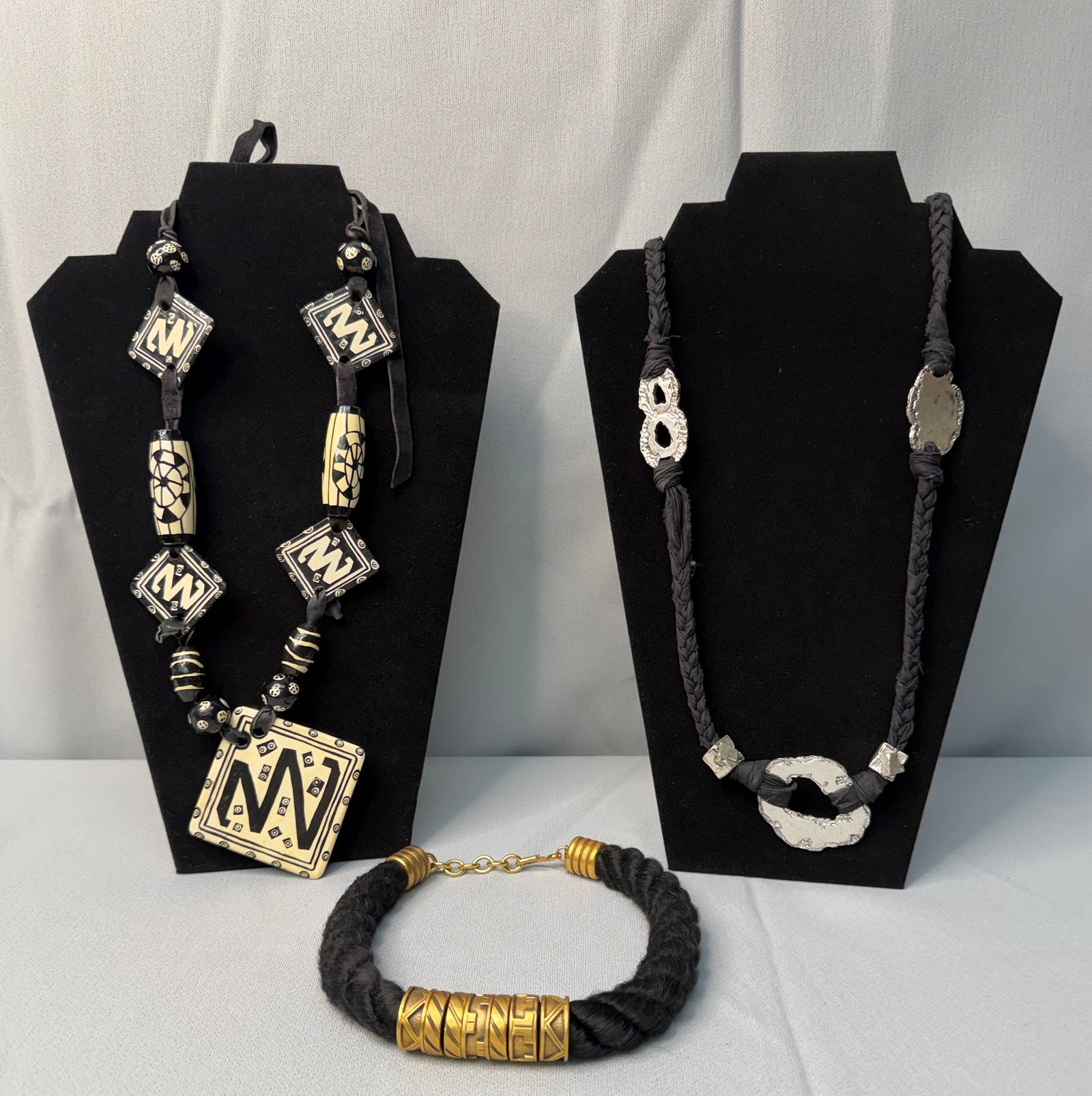 Set of Necklace/Braclet - Braided Cordage with Chunky Beads (1 of 18)