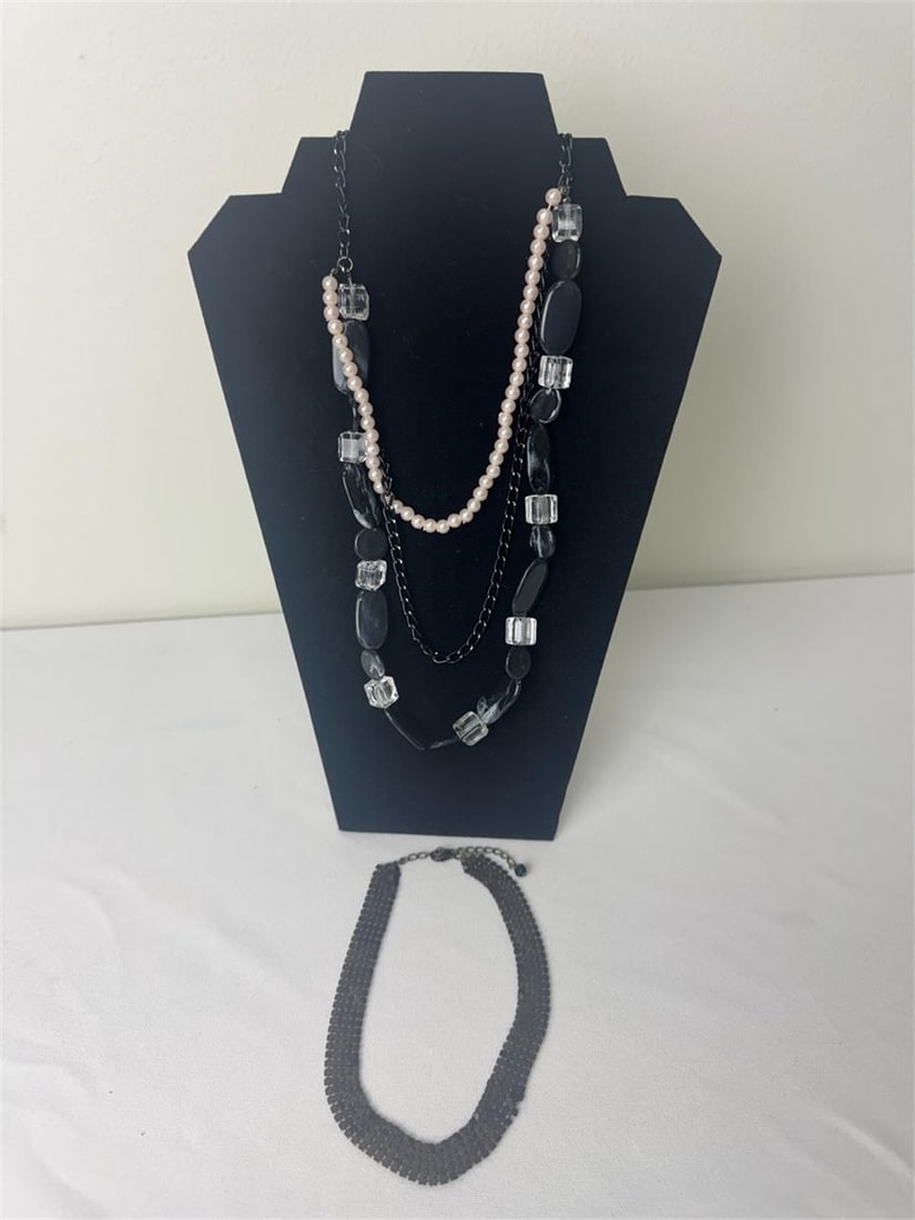 Pair -Fashion Necklaces/Choker - Gold Tone & Stone (1 of 13)