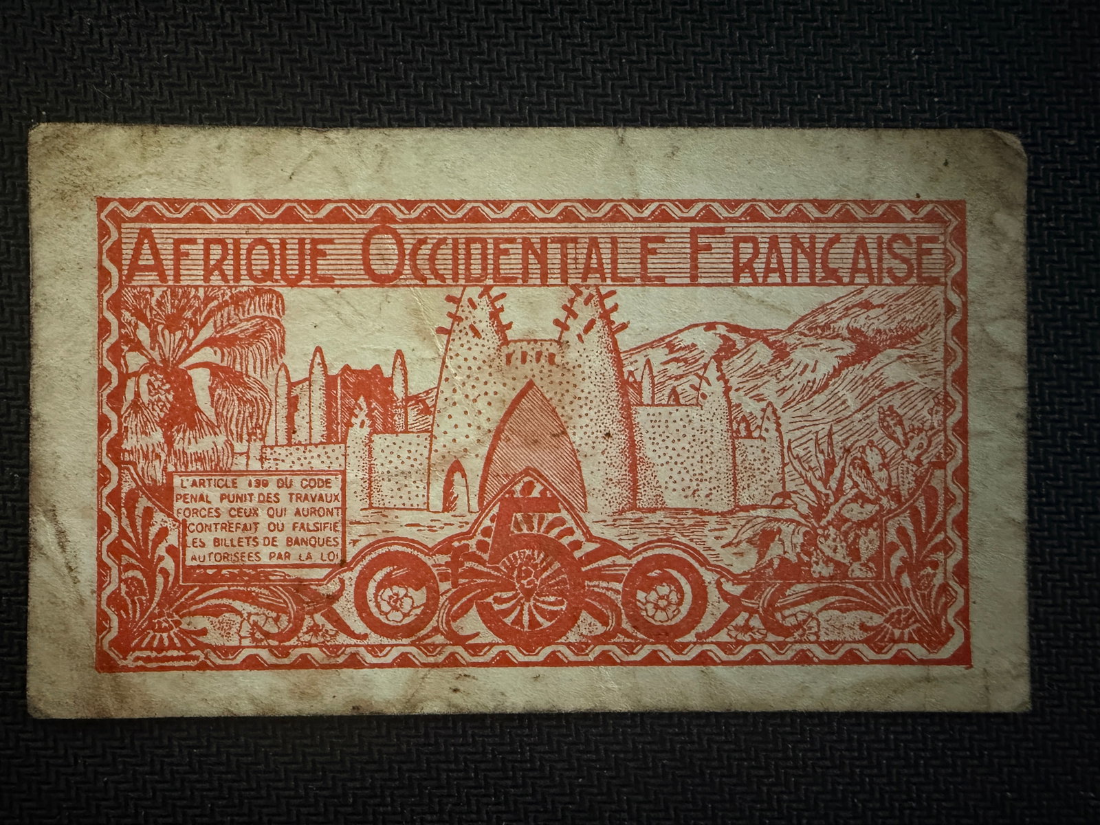 French West Africa 50 Centimes Afrique Occidentale - Rare: French West Africa 50 Centimes Afrique Occidentale - ND 1944 WWII Note