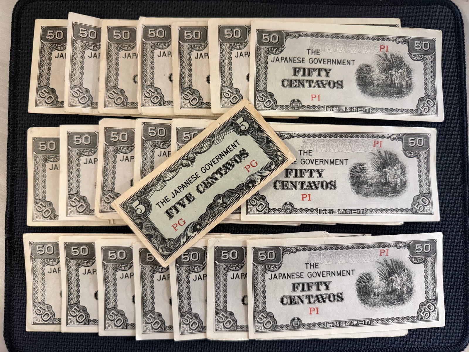Philippians 5 & 50 Centavos Banknote - Japanese Invasion Money - Rare: Philippians 5 & 50 Centavos Banknote - Japanese Invasion Money - Rare. Issued by the Japanese government during their occupation in World War II. The banknote features a scene of a person riding an an
