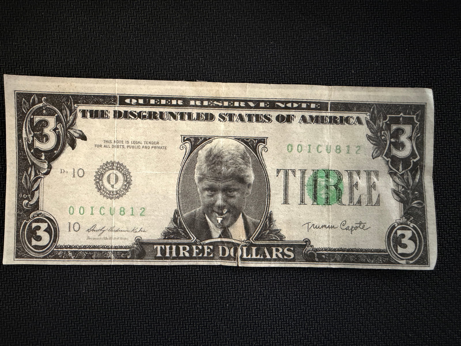 "Bill Clinton $3 Bill" - Satirical Novelty. (1 of 6)