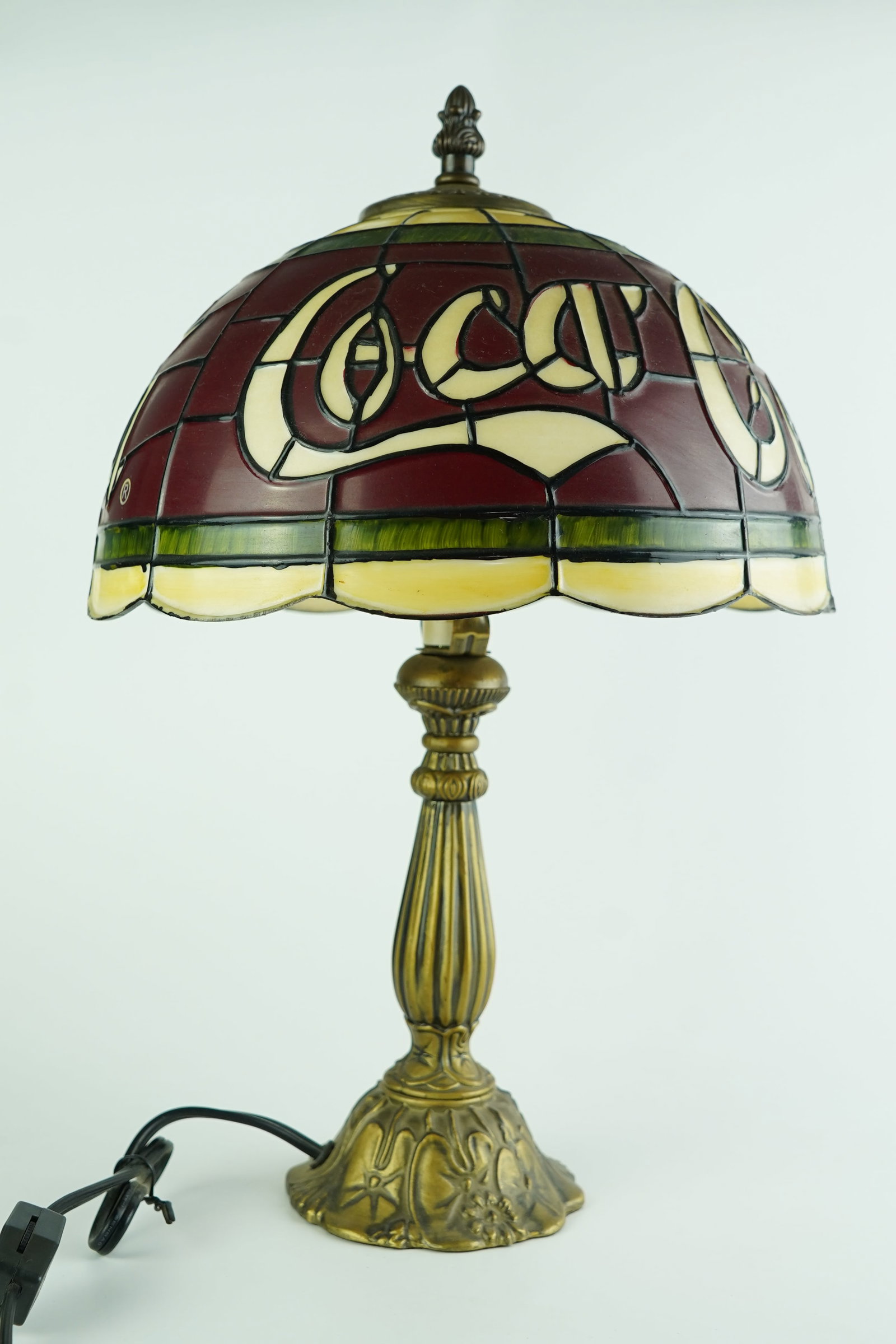 Vintage Coca-Cola Lamp with Tiffany Style Shade: Lamp is in excellent condition. Mostly likely produced from the late 1970's to mid 1980's