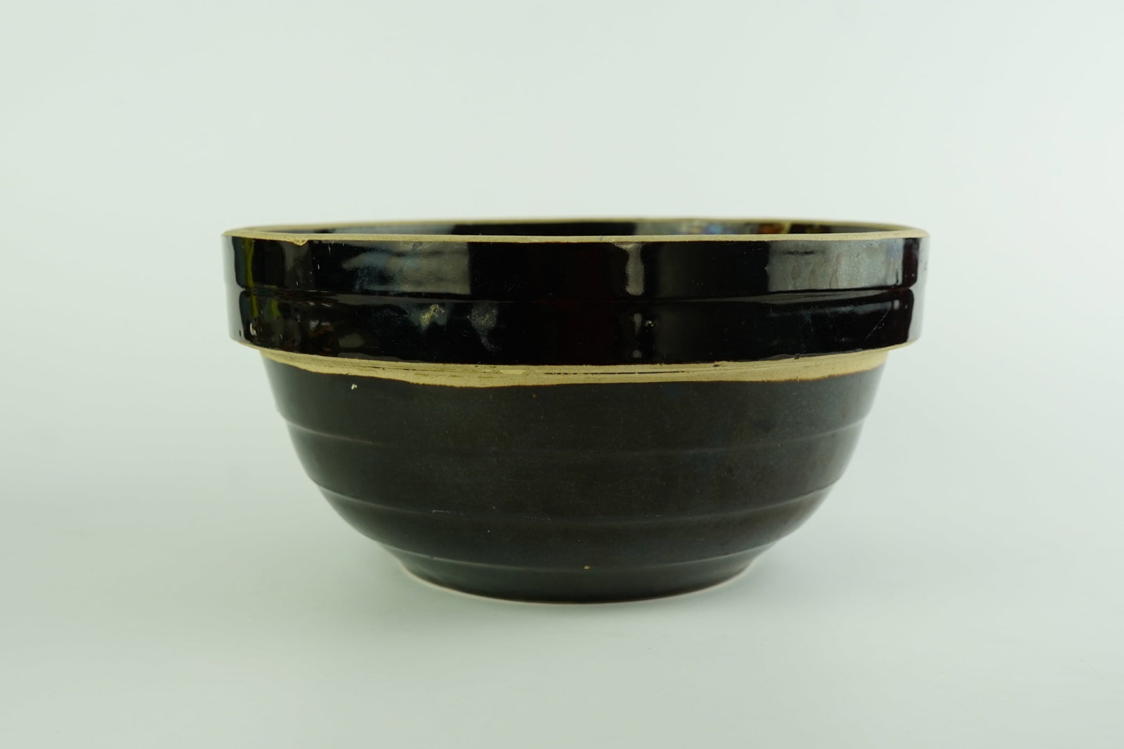 Vintage Brown Glazed Stoneware Bowl (1 of 3)