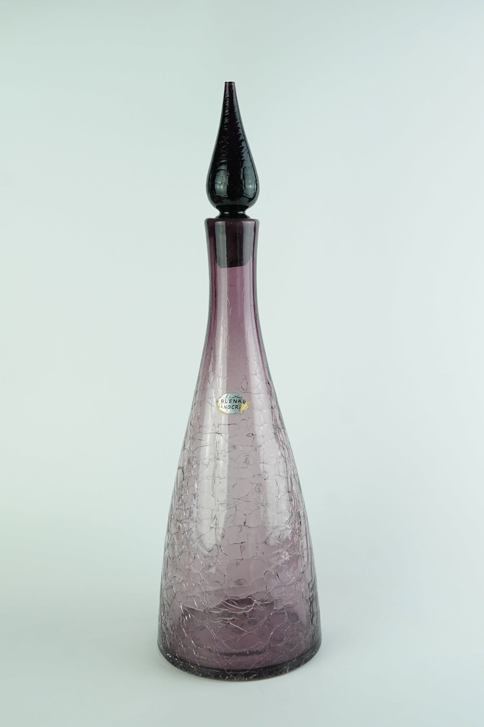 1960's Blenko Amethyst Crackle Glass Genie Bottle Decanter (1 of 7)