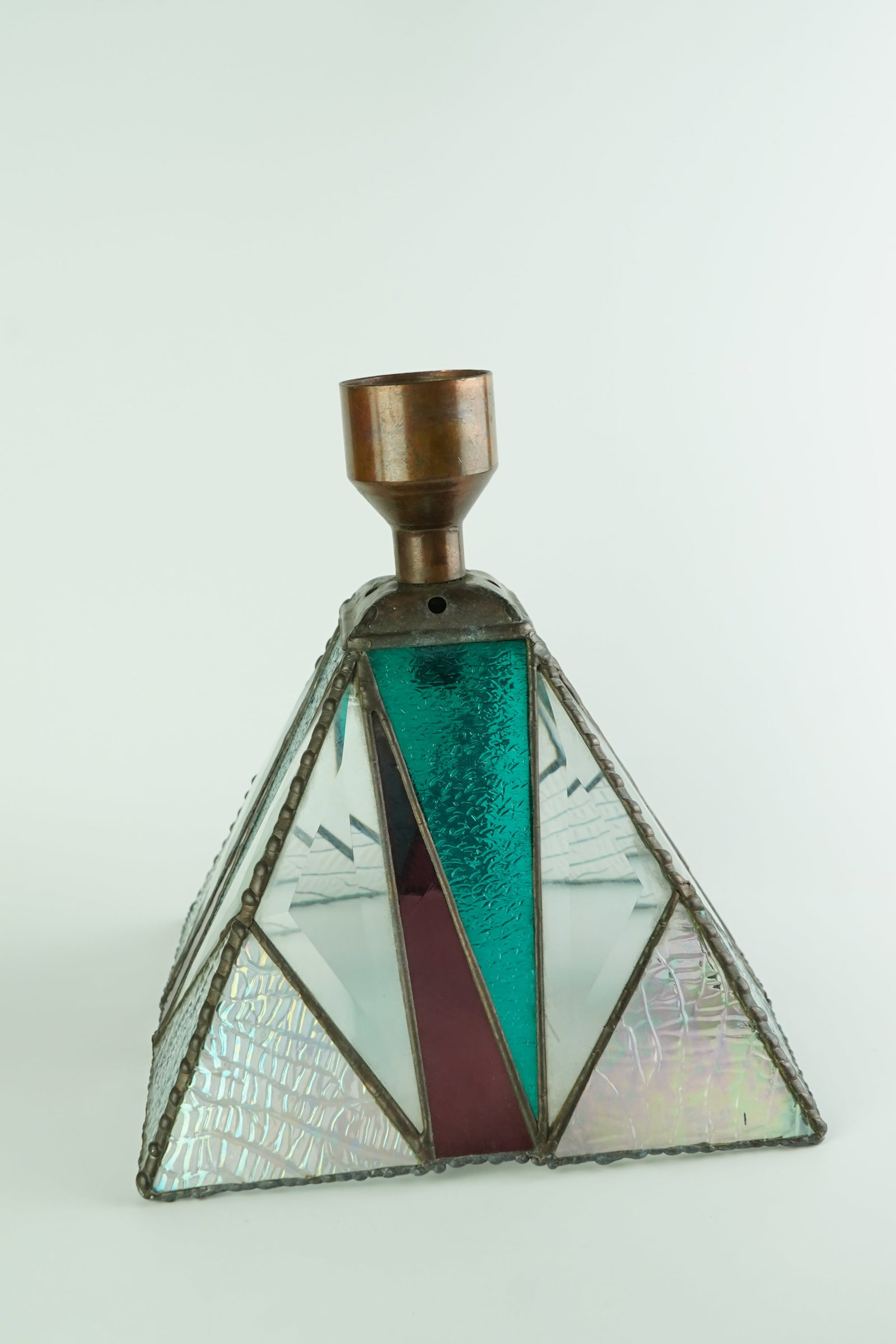 Vintage MCM Stained Glass Hanging Lamp (1 of 6)