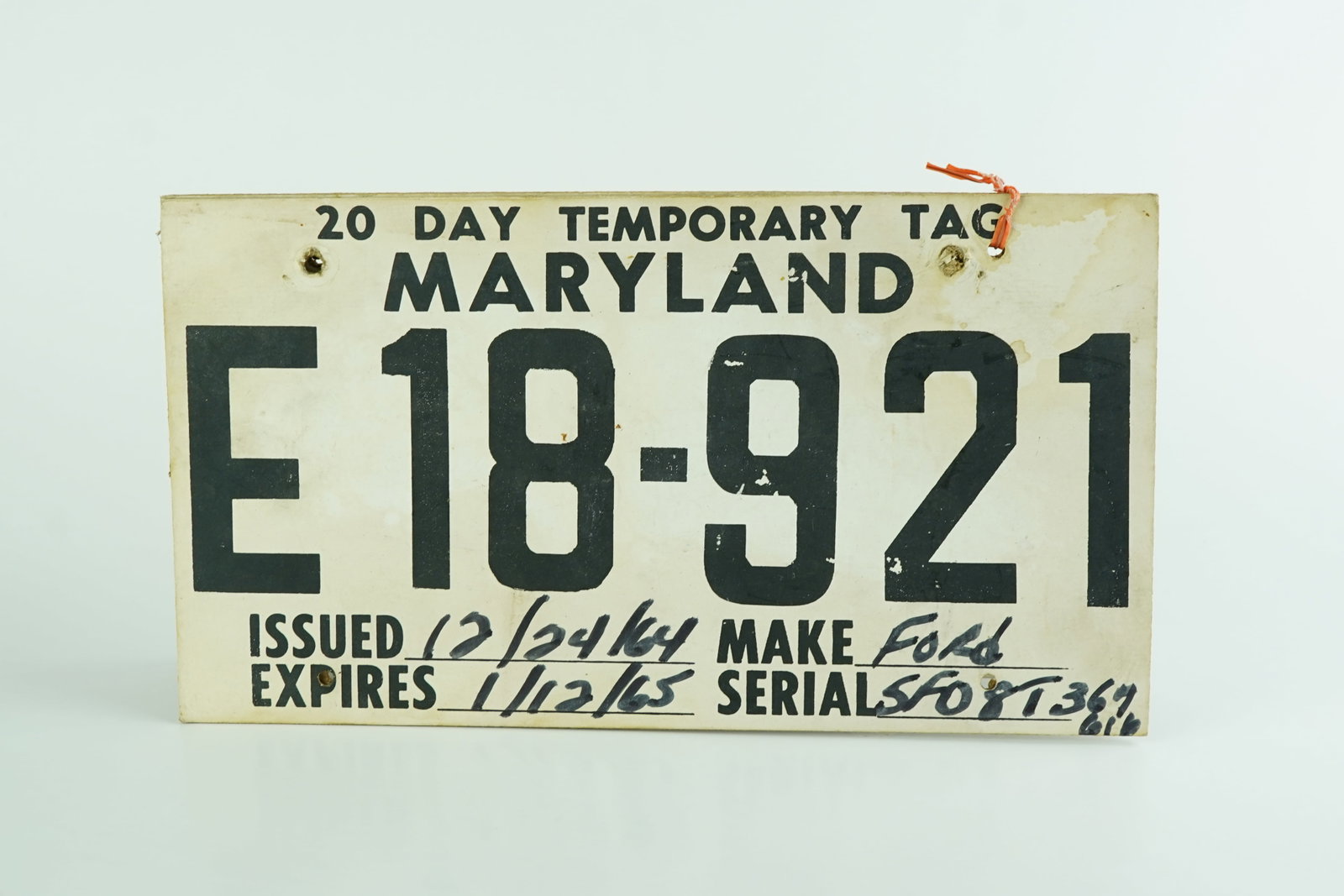 Pair of 1964 Temporary License Plates (1 of 4)