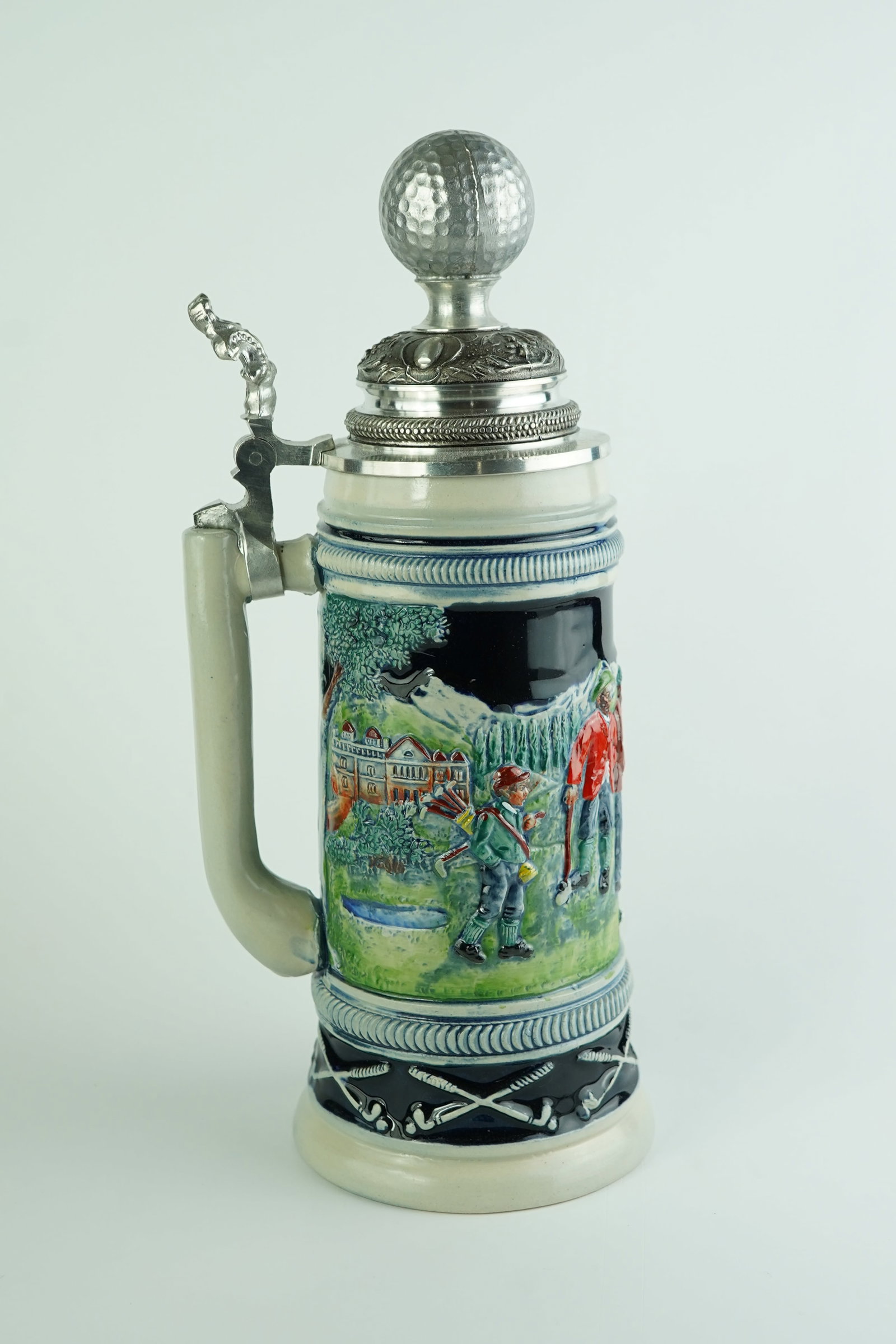 The Original Thwart model 1943 Golfer Beer Stein: Made in Germany. In excellent condition.Handpainted