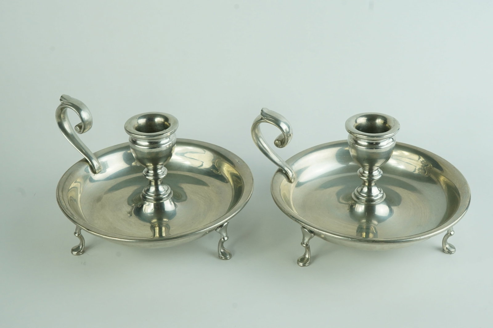 Pair of Vintage Shirley Pewter Chamberstick Candle Holders (1 of 6)