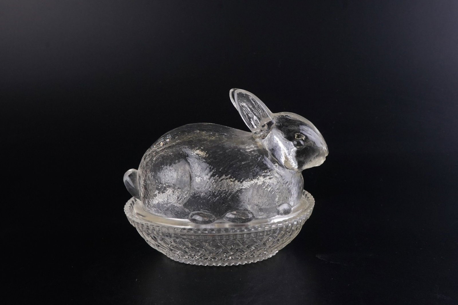 Clear Glass Rabbit on a Nest (1 of 4)