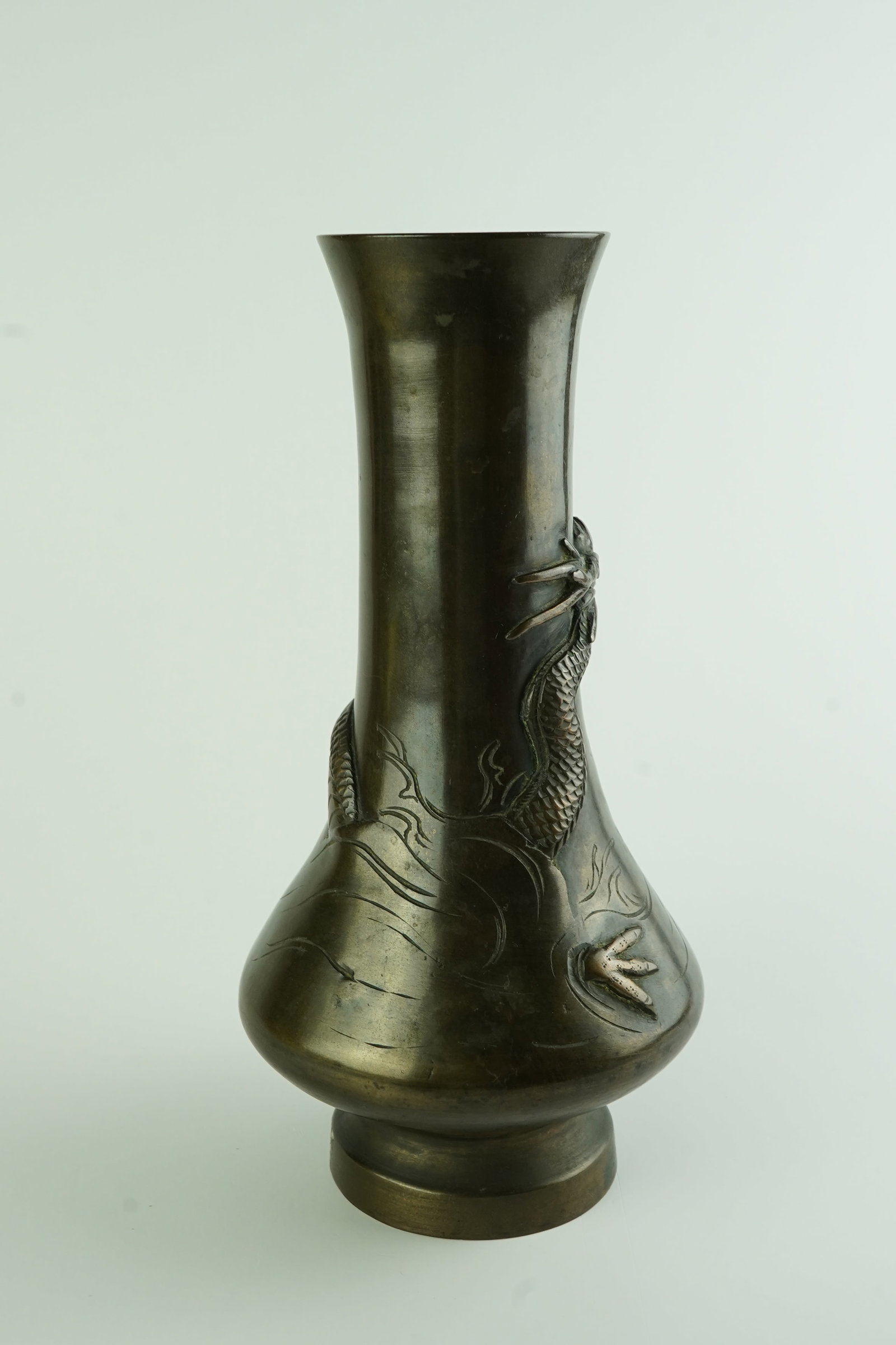 Antique Meiji Japanese Bronze Raised Relief Dragon Vase (1 of 6)