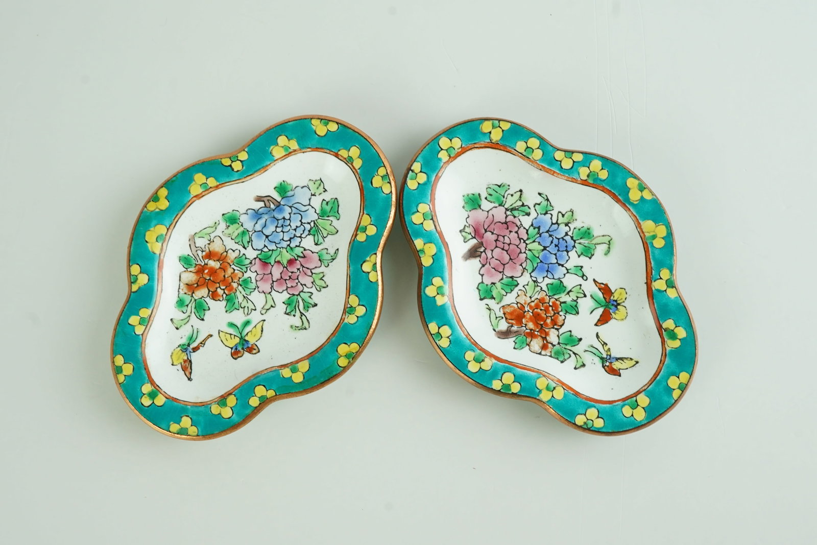 Pair of antique Chinese Canton Enamel dishes (1 of 3)