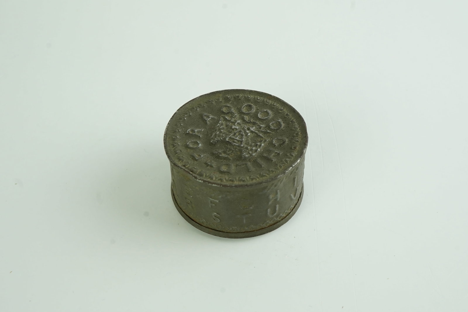 Antique "For A Good Child" Baby Rattle: Very unique metal cylinder device that would keep a young child busy for hours making noise.Very old most likely from the early 20th century