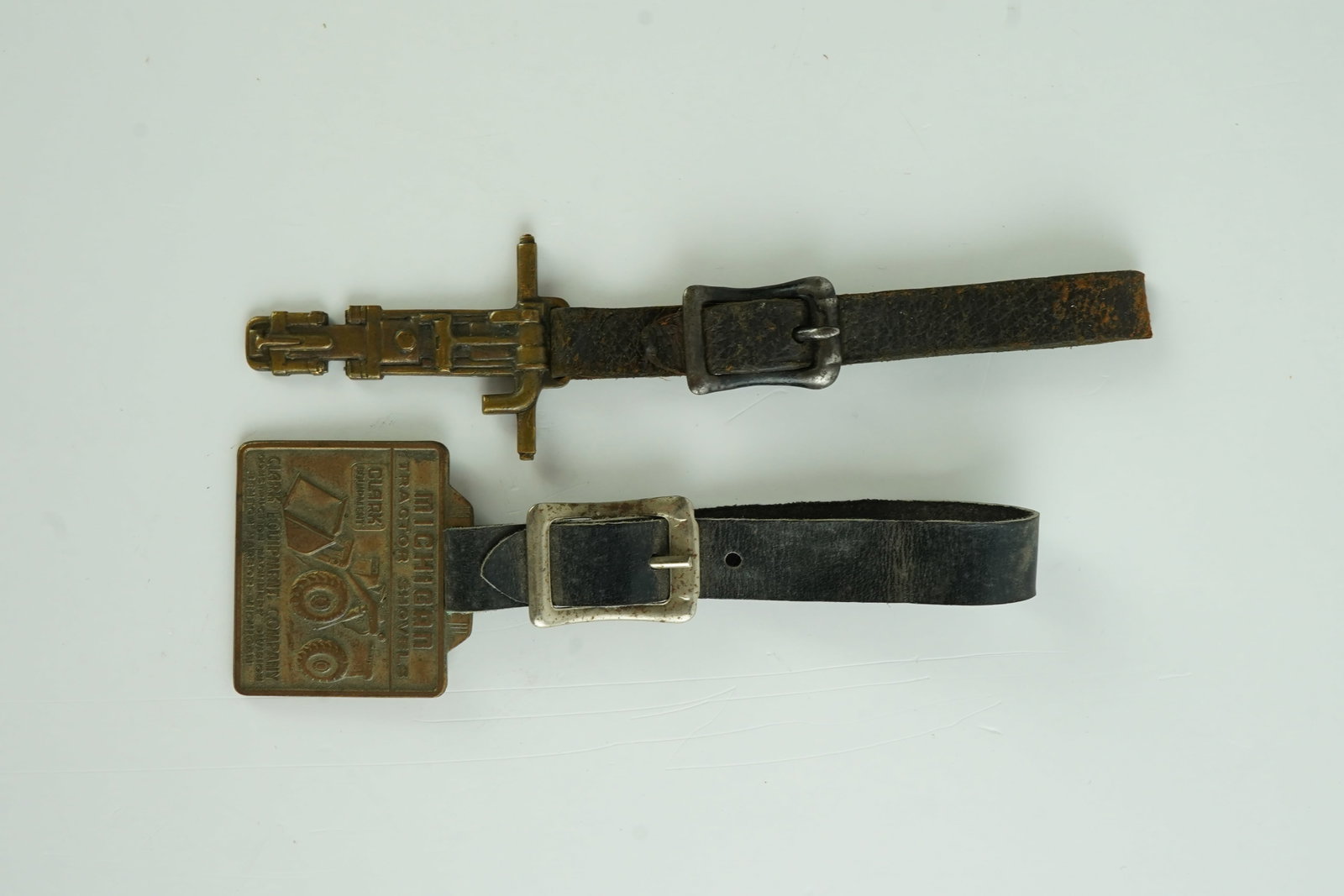 Pair of Vintage Leather Watch Fobs: View pics for condition.