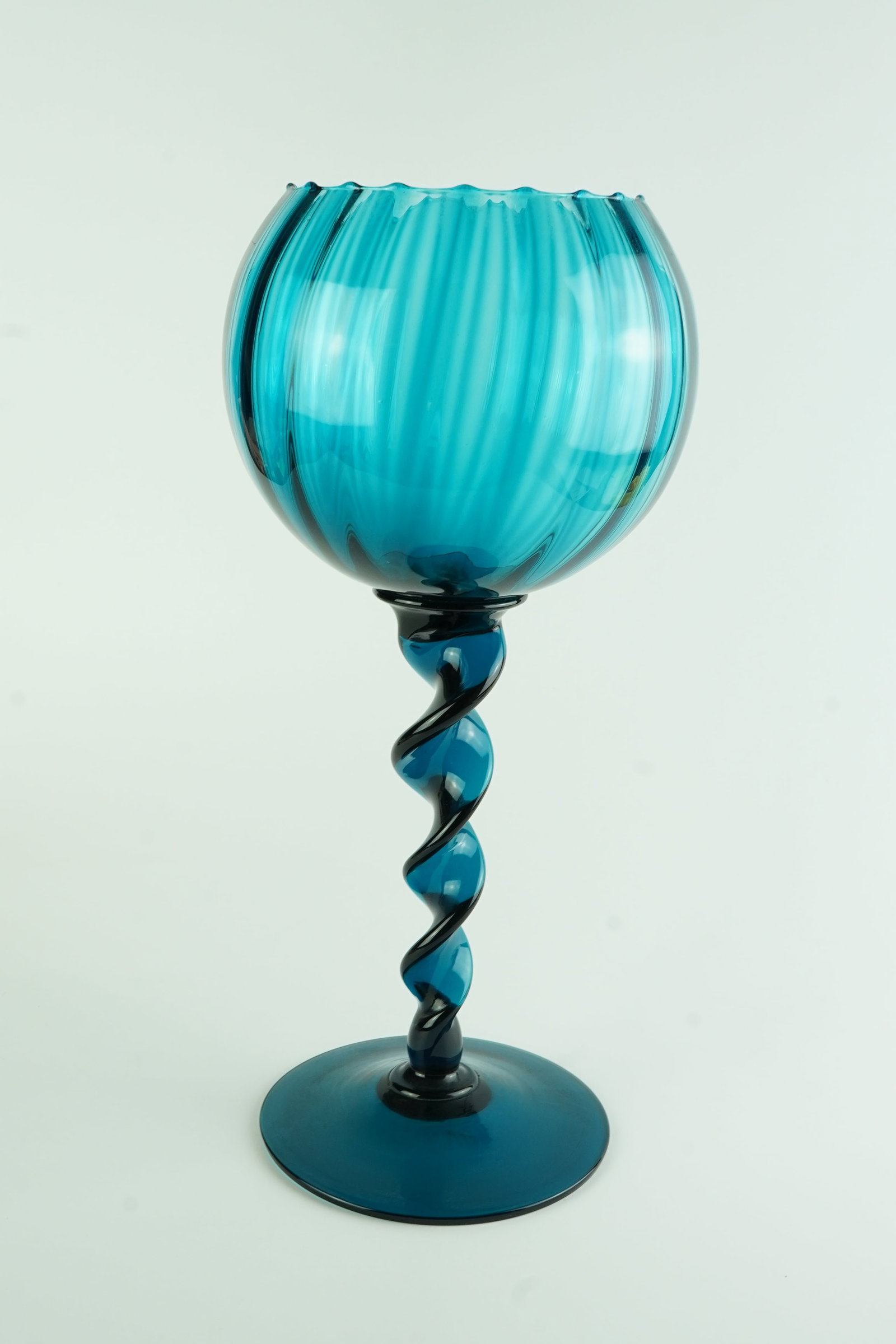 MCM Empoli Teal Italian Ribbed Optic Goblet (1 of 4)