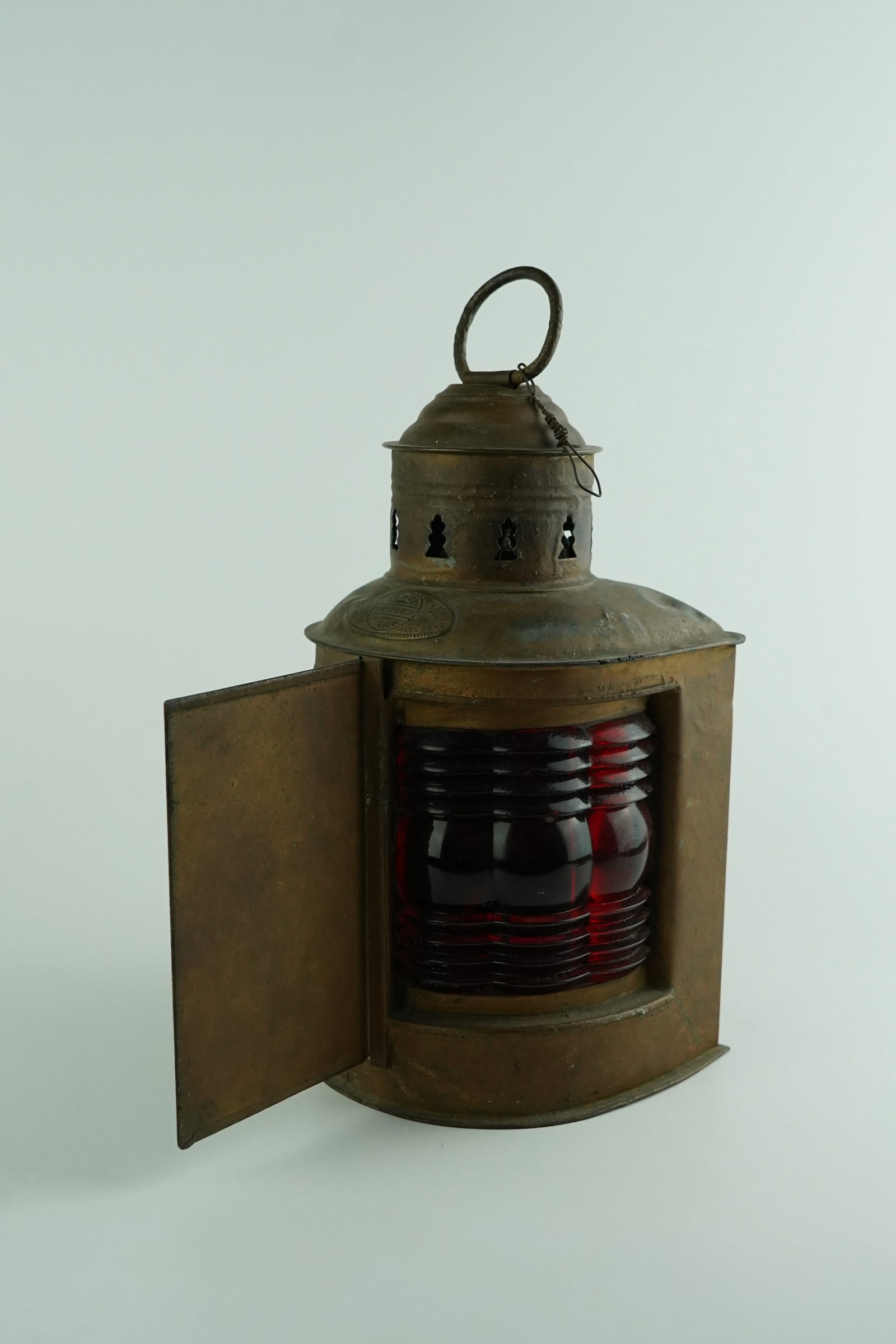 Antique Triplex Brass Maritime Bow Lantern (1 of 7)