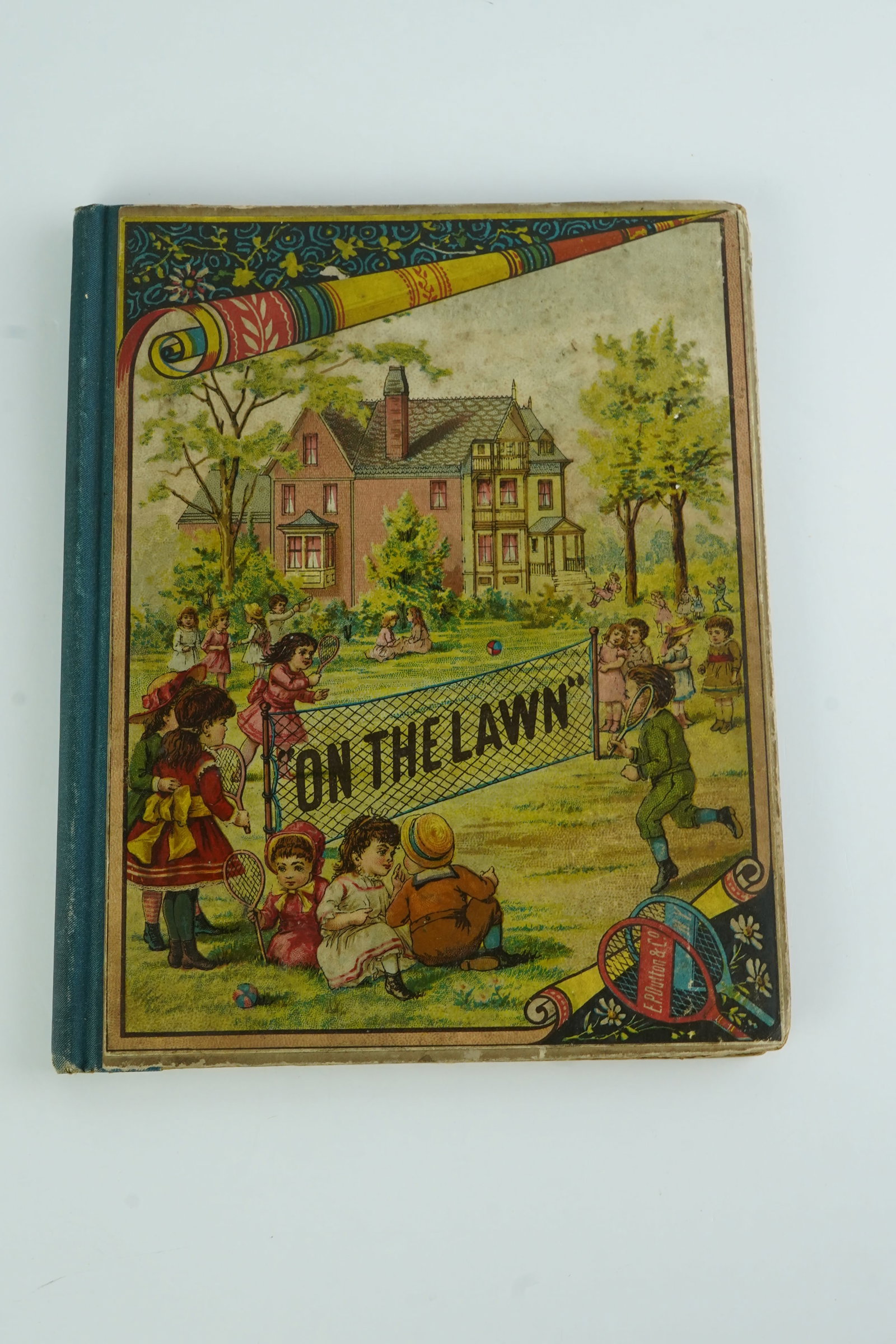1882 Victorian Color Children's Book "On The Lawn" (1 of 4)