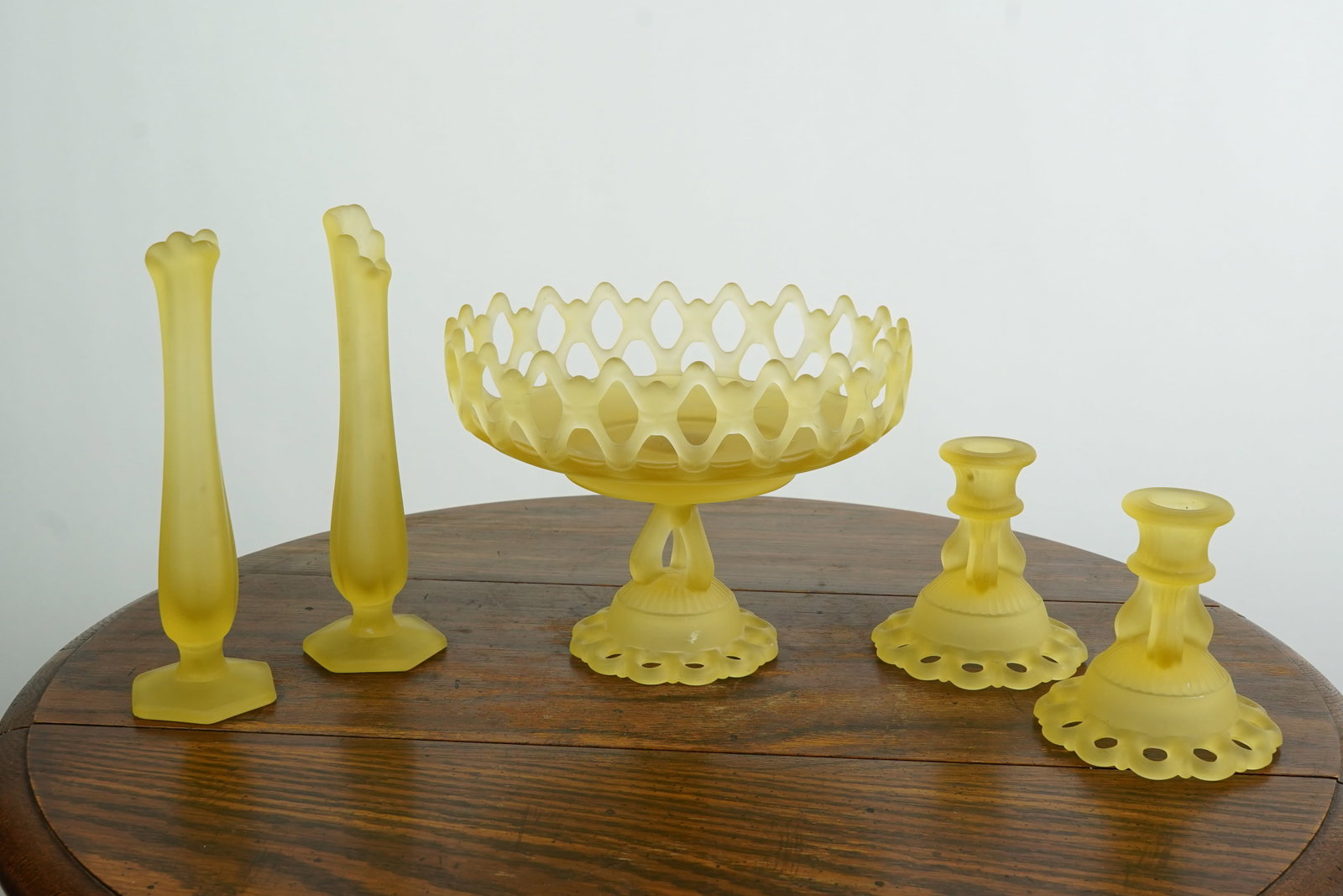 Set of 5 Westmoreland Frosted Amber Glass Pieces: Beautiful set all in very nice condition