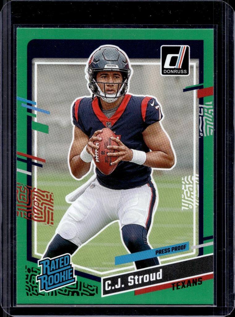 C.J. STROUD 2023 DONRUSS GREEN PRESS PROOF ROOKIE CARD (1 of 1)