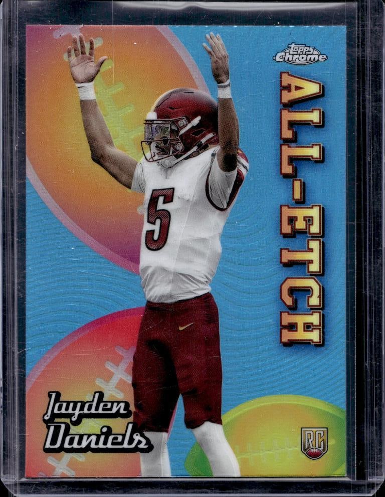JAYDEN DANIELS 2024 TOPPS CHROME ALL-ETCH REFRACTOR ROOKIE CARD (1 of 1)
