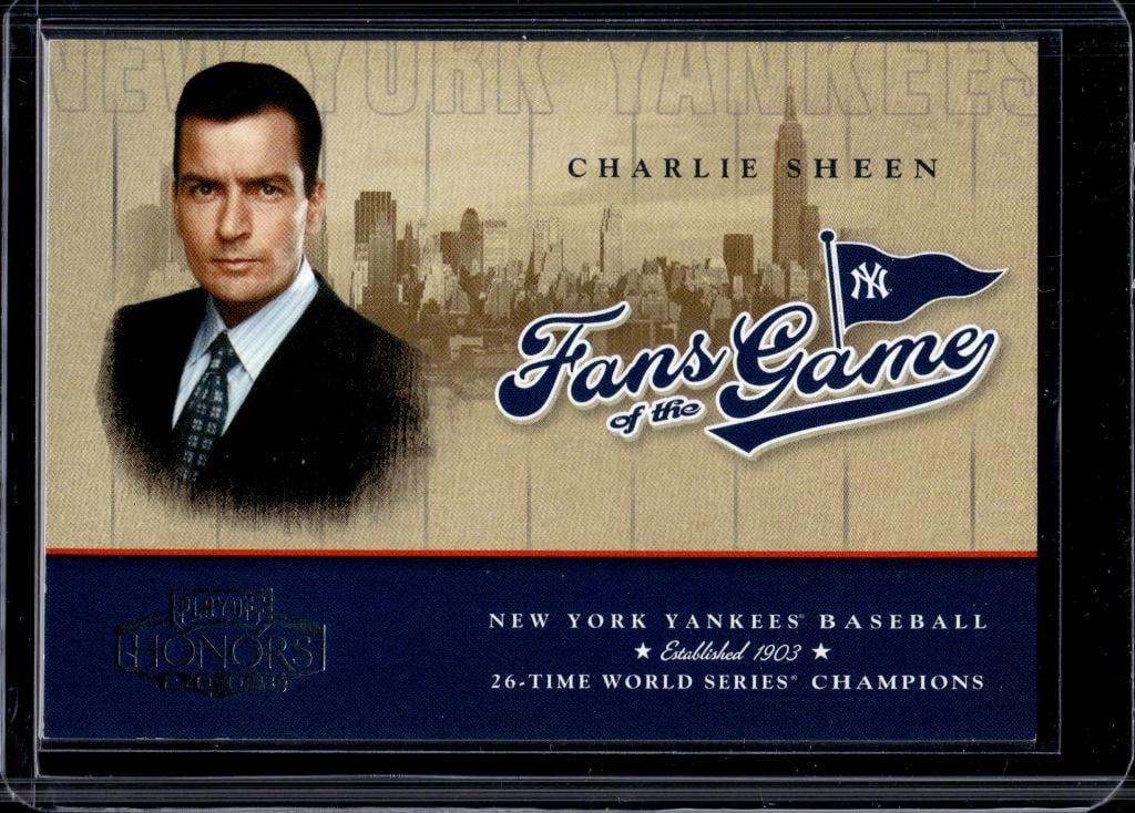 CHARLIE SHEEN 2004 PLAYOHH HONORS FANS OF THE GAME YANKEES: NEAR MINT OR BETTER CONDITION