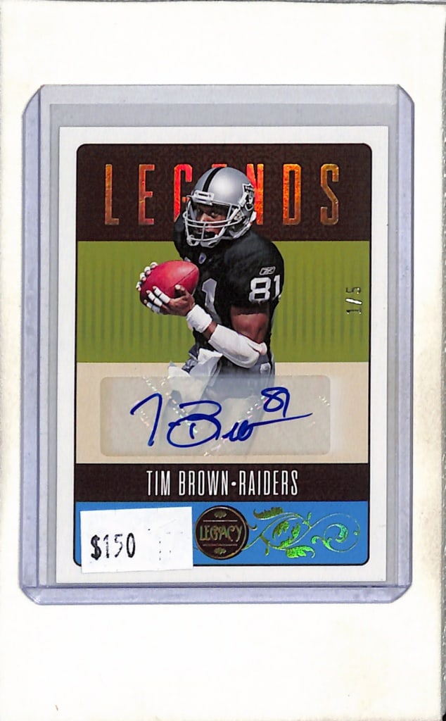 TIM BROWN 2023 PANINI LEGACY LEGENDS PLATINUM AUTOGRAPH: 1/5. NEAR MINT OR BETTER CONDITION