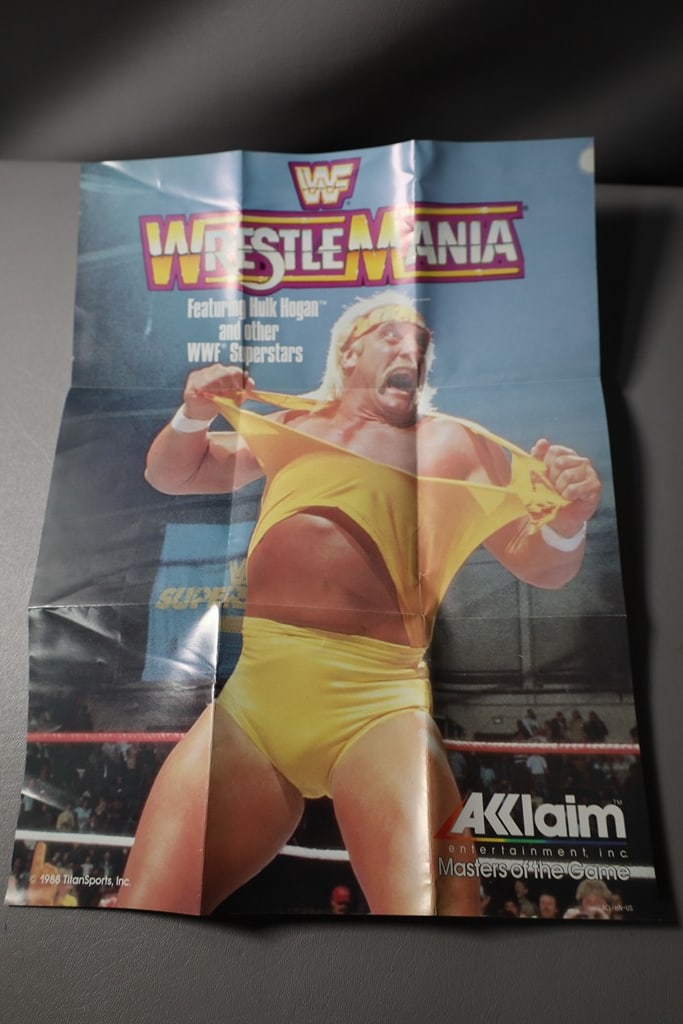 1988 WRESTLEMANIA NINTENDO NES GAME POSTER: COOL UNIQUE HOGAN PIECE