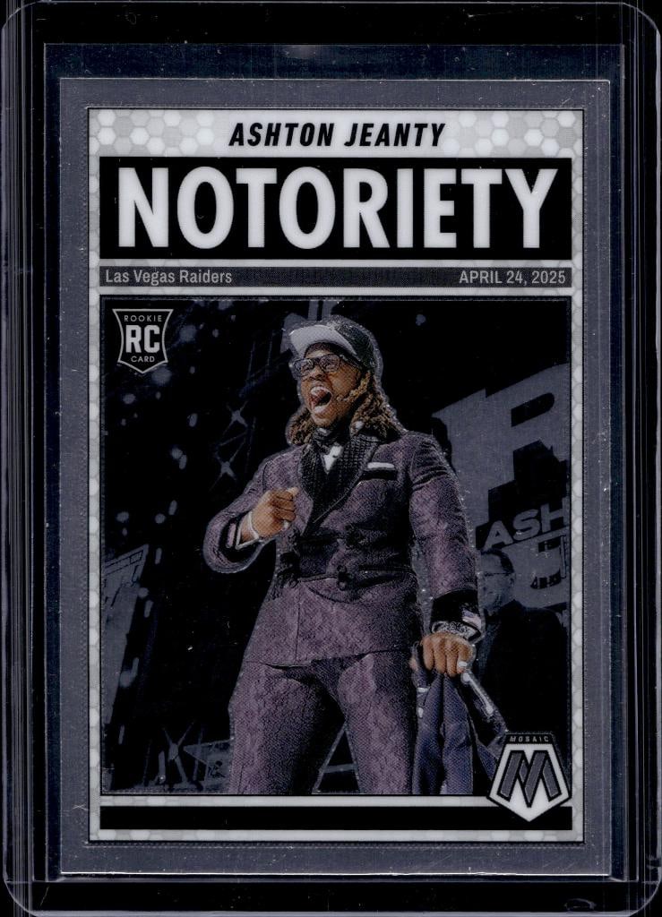 ASHTON JEANTY 2025 PANINI MOSAIC NOTORIETY ROOKIE CARD: NEAR MINT OR BETTER CONDITION