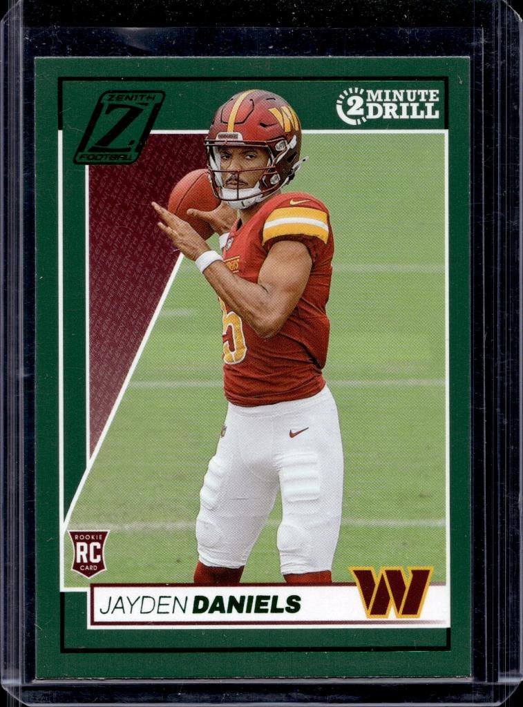 JAYDEN DANIELS 2024 PANINI ZENITH GREEN 2 MINUTE DRILL ROOKIE CARD: NEAR MINT OR BETTER CONDITION