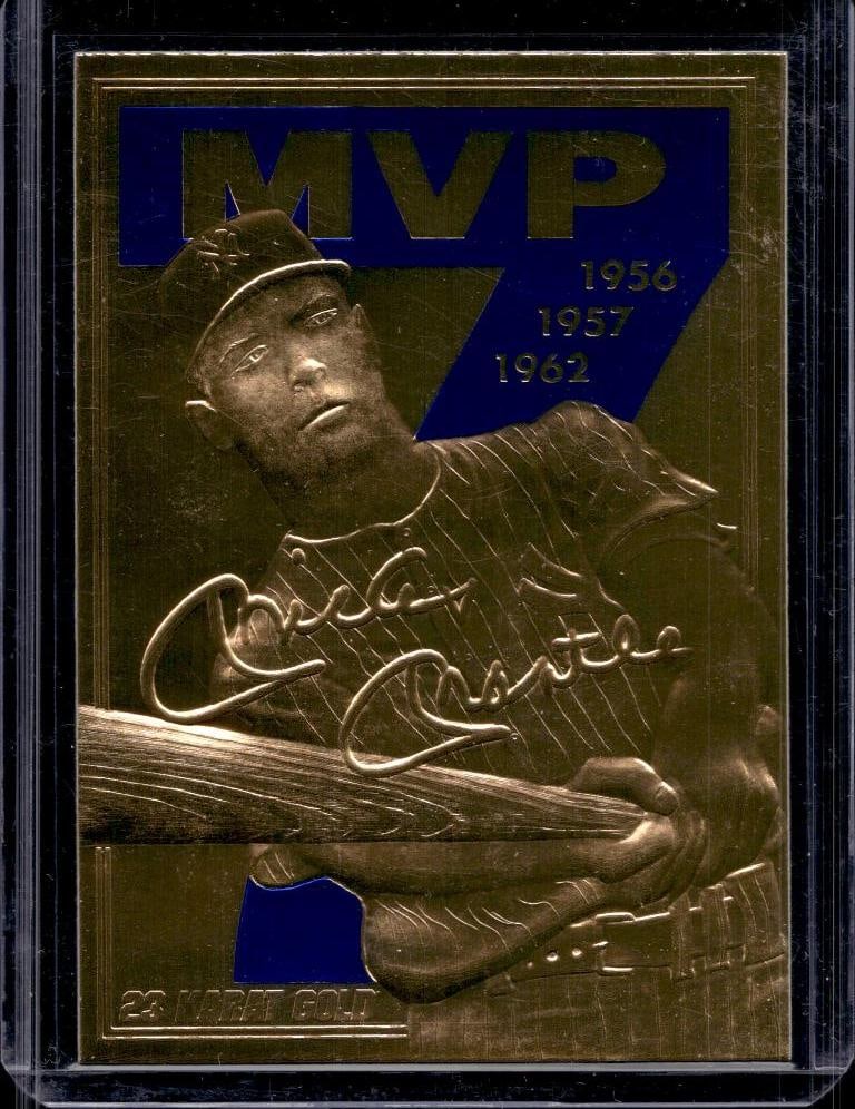 MICKEY MANTLE 1997 23 KT GOLD TRIBUTE CARD: 2278/5000. NEAR MINT OR BETTER CONDITION