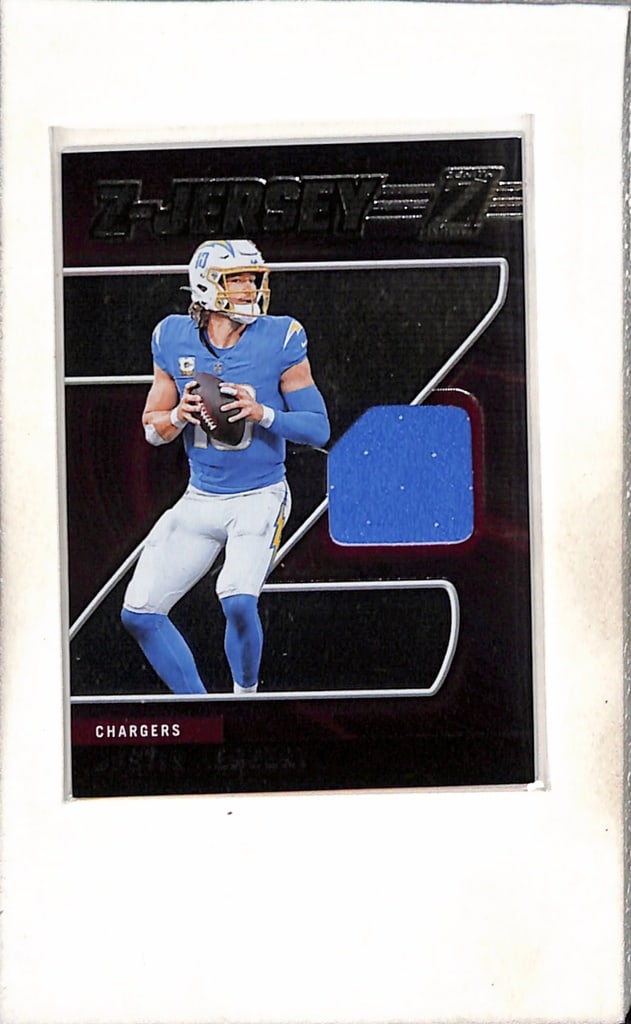 JUSTIN HERBERT 2024 PANINI ZENITH GAME USED JERSEY CARD: NEAR MINT OR BETTER CONDITION