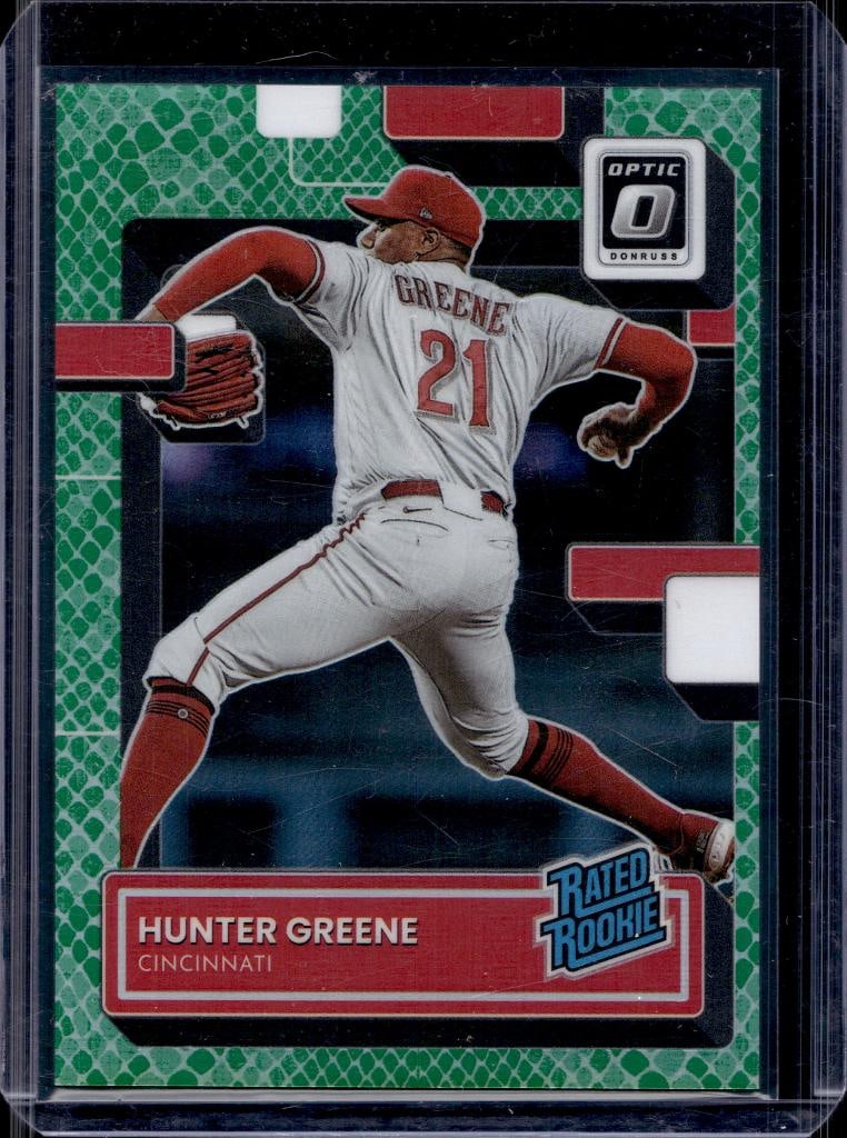 HUNTER GREENE 2022 PANINI OPTIC GREEN SNAKESKIN PRIZM ROOKIE CARD (1 of 1)
