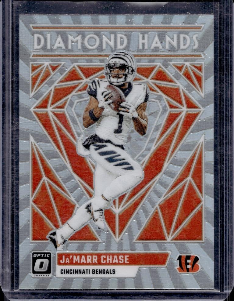 JA'MARR CHASE 2023 PANINI OPTIC DIAMOND HANDS SILVER PRIZM: NEAR MINT OR BETTER CONDITION