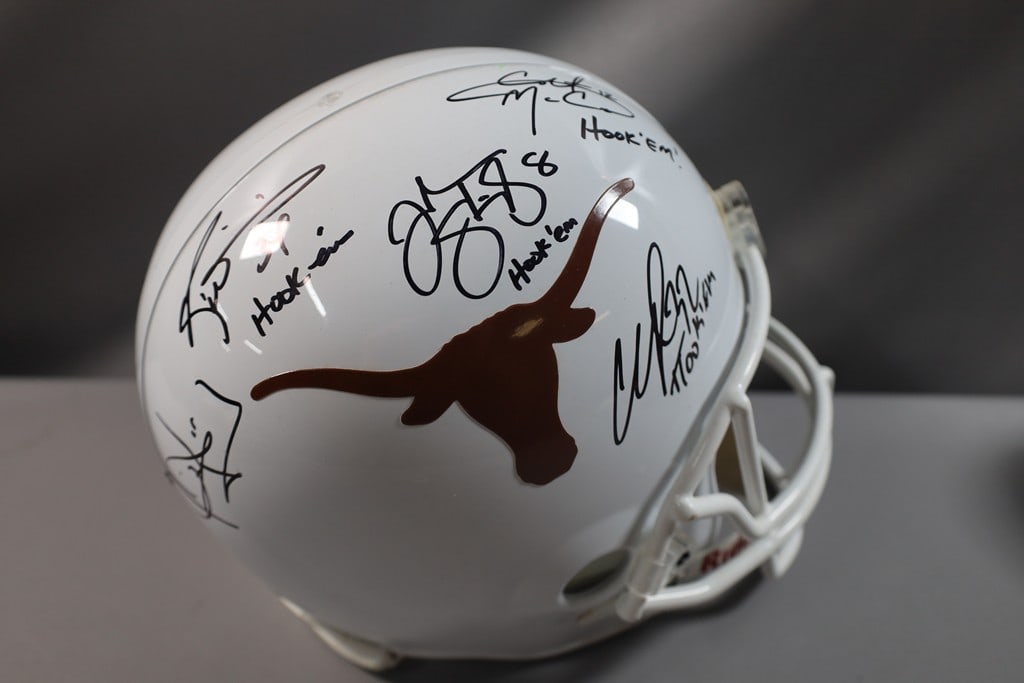 VINCE YOUNG, RICKY WILLIAMS COLT MCCOY SIGNED TEXAS LONGHORNS HELMET (1 of 3)