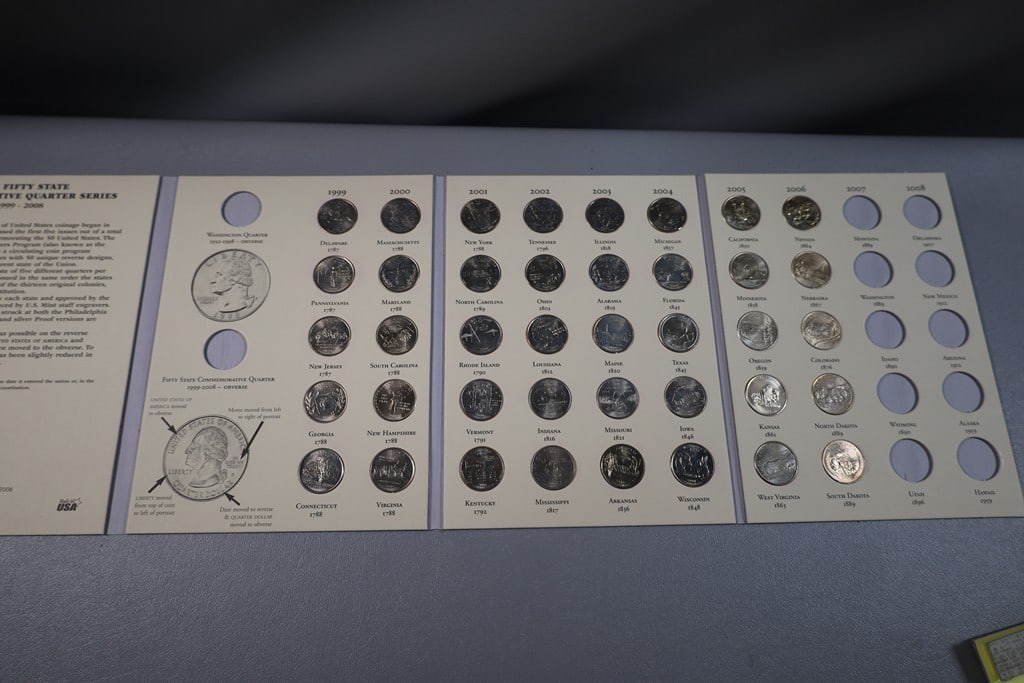 STATE QUARTER BOOK: A PARTIALLY FILLED 1999-2006 STATE QUARTER BOOK. 