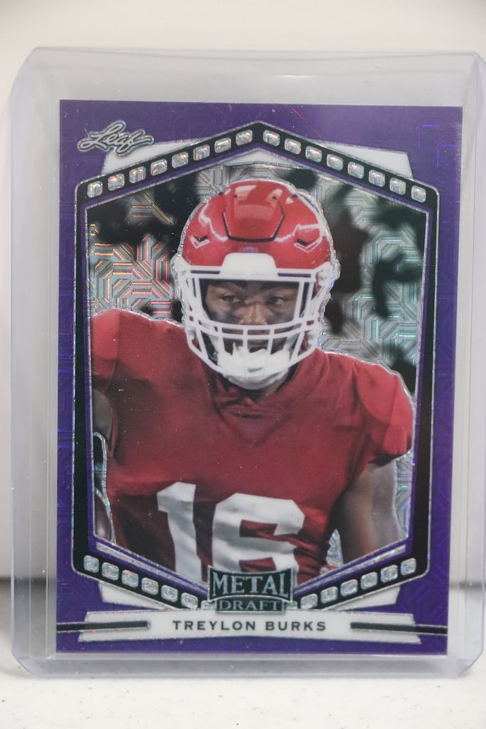 TREYLON BURKS 2022 LEAF METAL DRAFT PURPLE ROOKIE CARD (1 of 1)