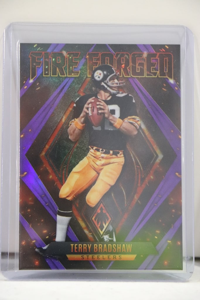 TERRY BRADSHAW 2022 PANINI PHOENIX FIRE FORGED PURPLE PRIZM: 27/125. NEAR MINT OR BETTER CONDITION 